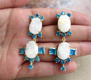 Pendientes de Cristal de Ágata para Novia, Aleación sin Níquel, para Bodas, Fiestas, Regalo para Damas de Honor - Product Image 1