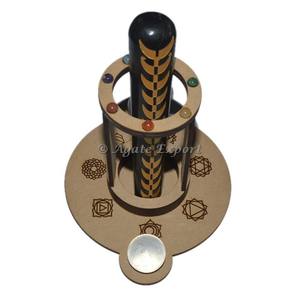 Baguette de guérison avec support Chakra sculpté Agate pierre précieuse pierre naturelle cristal caboteur décor à la maison amour Style gravé caboteur - Product Image 1