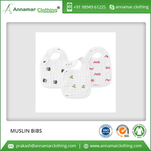 ผ้าฝ้ายปกติซูเปอร์ซอฟท์ให้อาหารเด็กมัสลิน Bibs สำหรับการขาย - Product Image 4