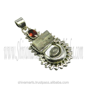 Nuevo diseño de joyería fina colgantes encantos Plata de Ley 925 corte esmeralda aguamarina granate Multi piedra preciosa elegante Vintage rodio - Product Image 2