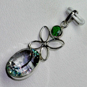 Cuarzo verde Topacio místico 925 Plata de ley Colgante único Colgante de moda para regalo de boda Fiesta para mujeres niñas. - Product Image 2