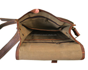 Fichiers de bureau de couleur marron foncé élégants faits à la main et sac d'école collège 100% cuir véritable unisexe bandoulière sac à bandoulière cartable - Product Image 6