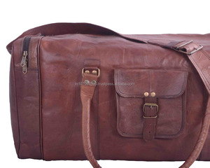 Handmade Brown Genuine Leather Travel Weekender Overnight Unisex Duffle Gym Sports Fitness <b>Bag</b> Crossbody <b>Shoulder</b> Duffle Gym <b>Bag</b> - Product Image 5