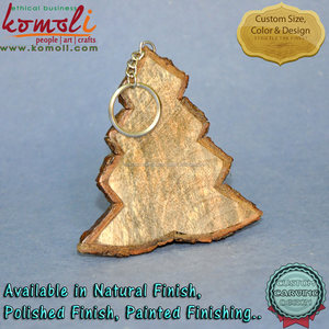 Décorations en bois naturel, 1 pièce, arbre, découpé au laser, avec tige écorce, pour noël - Product Image 2