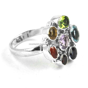 Chakra fait à la main Topaze Bleue Péridot Cornaline Iolite Citrine Améthyste 925 Argent Sterling Pendentif Bijoux Fabricants En Gros - Product Image 1