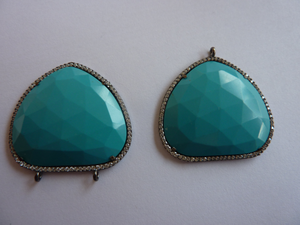 Charmes de bijoux pour enfants, serti de strass, pavé en turquoise bleu, pendentif pour collier - Product Image 4