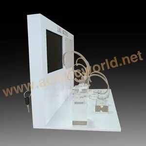 Customized Acrylic Material watch display stand design with LCD watch display stand with C rings