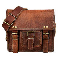 Tas kurir kulit asli uniseks, buatan tangan, Vintage, tas selempang, kancing penutup ritsleting, keling untuk perjalanan kantor