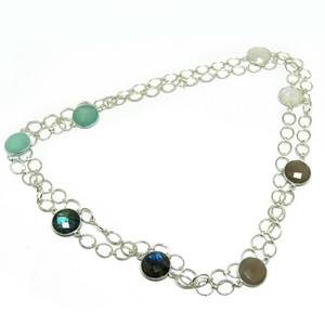 Incroyables colliers en argent Sterling 925 de forme ronde Multi pierre, exportateur et grossiste bijoux en argent uniques - Product Image 2