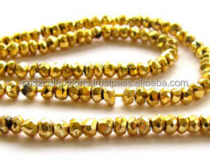 Perles de pyrite dorée cristaux à facettes pierres de guérison pour la fabrication de bijoux exportations Coszcatl certifiées par des tiers - Product Image 2