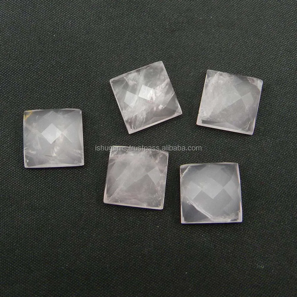 12x12mm Square Checker Rose Cut 8.1 Cts Loose Gemstone Natural Rose Quartz