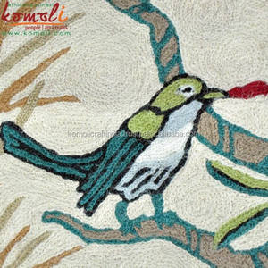 นกบนต้นไม้ออกแบบเย็บปักถักร้อยอินเดียเบาะคลุมโยนปลอกหมอน - Product Image 3