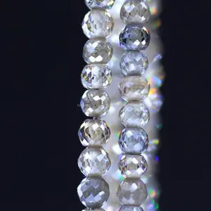 สร้อยคอโมอิสซาไนต์หลากสีสัน ลูกปัดโมอิสซาไนต์ สีเขียว, เหลือง/น้ำตาล/ช็อกโกแลต สร้อยคอเงินแท้ 925 - Product Image 1