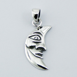 Colgante de Plata 925 Perfil de <span class=keywords><strong>Luna</strong></span> con Rostro - Product Image 1