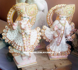 Radha Krishna JI Marble <b>Painted</b> Murti - Product Image 1