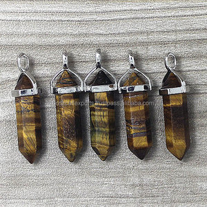 Multi อัญมณีสี Tusk Spike ดินสอจุดจี้ฮอร์นหกเหลี่ยมฟันเงินสเตอร์ลิงอัญมณี Charm จี้ - Product Image 2