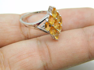 Bague de fiançailles et de mariage classique en argent sterling avec pierre précieuse citrine quartz jaune 1,32 ct pour femme - Product Image 2