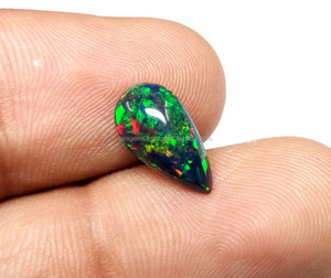 ลูกแพร์ทรงหลังเบี้ยโอปอลสีดำเอธิโอเปียนธรรมชาติตัดสำหรับทำเครื่องประดับอัญมณีโอปอลสีดำหลวม - Product Image 4