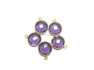 Amatista cuarzo oro bisel conjunto declaración CZ Natural Multi hecho a mano piedras preciosas joyería piedra natal Boho conectores - Product Image 3