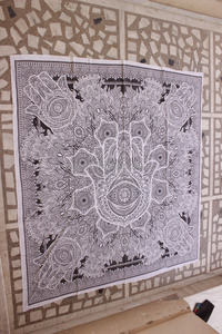 Tapices con estampado de Mandala indio bohemio a mano de Hamsa, hoja colgante de pared para sala de estar, esterilla de Yoga, manta de doble tamaño Aubusson - Product Image 3