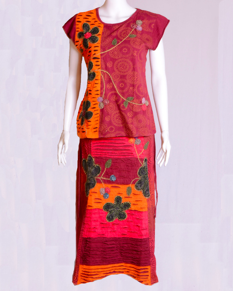 razor cut dress Gypsy Queen Two Color Razor Cut Boho Dress-S/M in Cotton by TLB