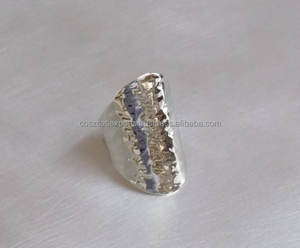 Vente chaude 925 Sterling Silver Martelé Anneau Exotique Élégant Unisexe Bar Réglage pour Mariages Fiançailles Parties - Product Image 3