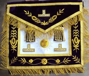 Meilleure qualité prix de gros taille et logo personnalisés BRODERIE À LA MAIN TABLIER MASONIC GRAND MASTER VIOLET