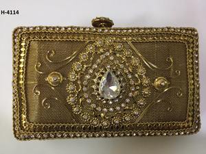Handmade H4111 Metal Clutch Gold <b>Silver</b> Evening <b>Tote</b> <b>Bags</b> Fashionable Half-Moon Ladies' Party Clutches Online Shopping India - Product Image 4