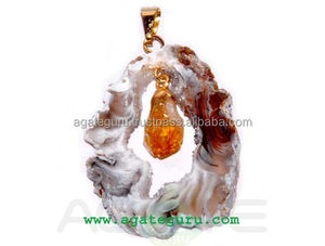 จี้หินอาเกตแบบสองชิ้นทรงดรูซ งานแฮนด์เมด อัญมณีสำหรับคนยุคใหม่ โดย Agate Guru - Product Image 1