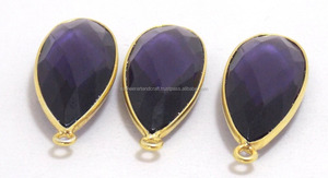 Améthyste violette 925 argent Sterling pierres précieuses naturelles bijoux faits à la main lunette pierre de naissance connecteur Boho - Product Image 2