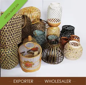 Fancy Colorful Garden Wholesale Candle Holder / Best Bamboo lantern supplier in Vietnam