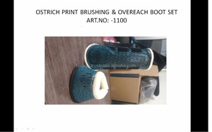 Ensemble de bottes de cheval à brossage et à portée supérieure à imprimé d'autruche de qualité supérieure Accessoires équestres - Product Image 1