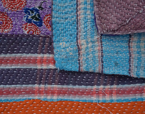 Sari Patchwork Ethnic Kantha Blanket Indian Twin Size Kantha Quilt - Product Image 5