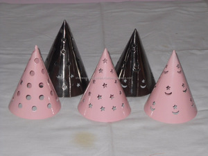 Bougeoir photophore en fer rose décoration intérieure en forme de cône pour décoration intérieure de Noël - Product Image 3