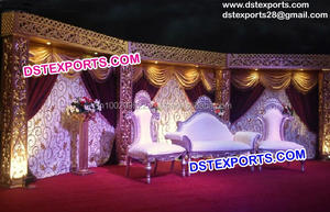 Último Diseño de Escenario de Boda con Cristales, Elegante Set de Escenario de Boda con Pilares de Cristal, Escenario de Recepción de Boda Asiática con Pilares de Cristal, Canadá - Product Image 5