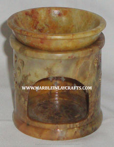 Brûleur d'huiles essentielles en pierre ollaire naturelle, lampe décorative pour la maison - Product Image 1