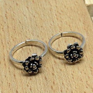 Amazing Flower Oxidized Plain <b>Silver</b> 925 <b>Sterling</b> <b>Silver</b> Wholesale <b>Toe</b> <b>Rings</b> Handmade <b>Silver</b> Jewelry Shri Ashapura Jewels - Product Image 6