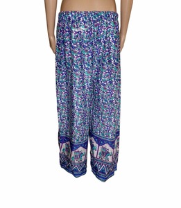 Pantalones Palazzo con estampado de hojas de elefante indio, ropa Hippie Bohemia multigypsy, para Yoga, palazzo, holgados, color azul - Product Image 3