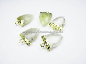 Pendentif en forme de dent plaqué or avec pierre précieuse rutile dorée environ 15x20mm en rhodium pour les fêtes bijoux de mode bon marché - Product Image 4