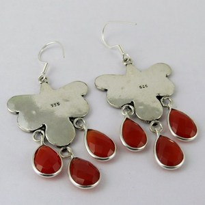 Pendientes Huggie de Plata de Ley 925 con Forma de Corazón para Mujer, Estilo Bohemia, Carnelian, Joyas Shri Ashapura Hechas a Mano - Product Image 5