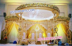Designer Carved Wedding Mandap Traditional Indian Wedding Handcarved Wooden Mandap, Heavy Carving Wedding Wooden Mandap Set USA - Product Image 4