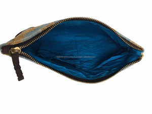 Cartera de Cuero Auténtico Kilim para Mujer, Cartera Hecha a Mano con Gran Espacio para Tarjetas de Efectivo y Pasaporte con Cremallera, Bolso de Mano - Product Image 3