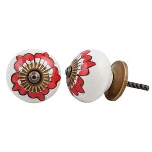 Wholesale Ceramic French Country Unique Cupboard Knobs White Vintage Pulls Floral Cabinet Door <b>Drawer</b> Cabinets 3.81 cm CK-1148 - Product Image 3
