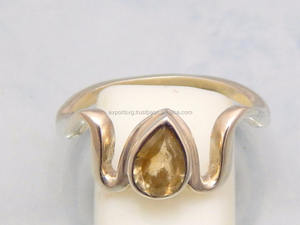 Anillo de Boda de Plata de Ley 925 con Cuarzo Citrino Clásico de Alta Calidad para Mujer - Product Image 1
