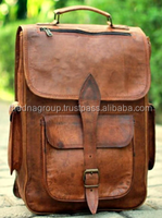 Sac à dos en cuir de chèvre pur pour hommes et femmes, sac à dos en cuir indien de style vintage fait à la main
