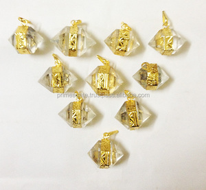 Liontin Herkimer Emas Kuarsa Kristal Terbaru | Perhiasan Penyembuhan Kristal Grosir dari INDIA | - Product Image 1