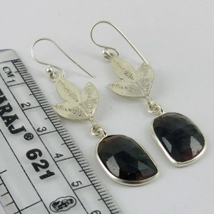 Classic Leaf Shape Multi Sapphire Sterling <b>Silver</b> Bohemian Christian <b>Huggie</b> Earrings for Wedding/Anniversary Unisex Women's - Product Image 6