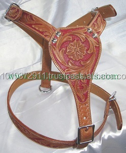 Harnais pour chien fait à la main de luxe Rivet à motif animal en cuir rembourré souple disponible petites moyennes grandes tailles prix d'usine direct - Product Image 3