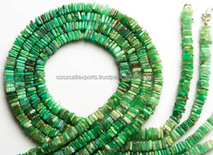 Pierres Précieuses naturelles Ombragé Vert Chrysoprase 6MM Carré Lisse Heishi 17 "Fil Plein Pierres Précieuses Perles Fournitures - Product Image 2