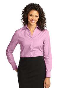 Port ority Ladies Crosshatch Easy Care Shirt - 60/40 algodón/poli, dardos delanteros y traseros y viene con su logotipo - Product Image 2